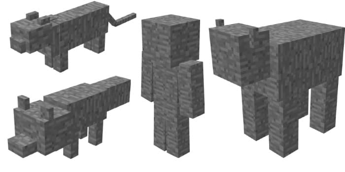 Stone versions of mobs and player