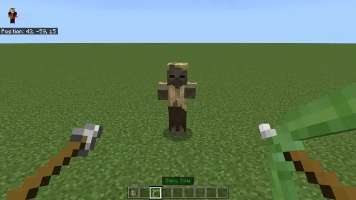 The player aimed a bow at the mob