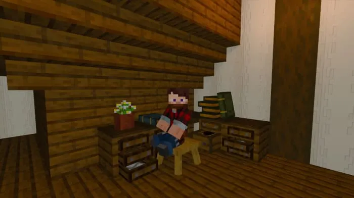 Player sitting on a chair in Minecraft