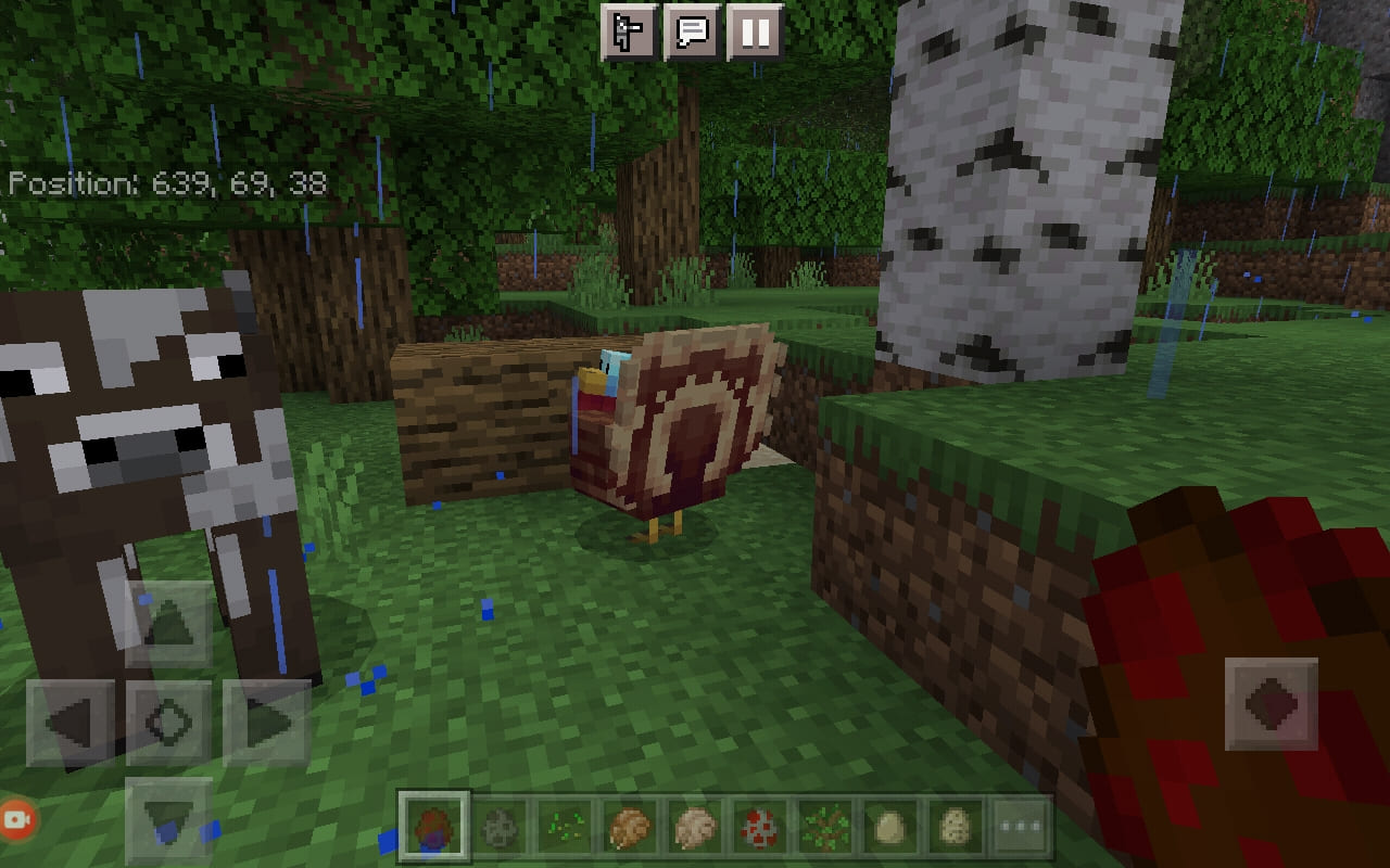 Turkey and cow in Minecraft