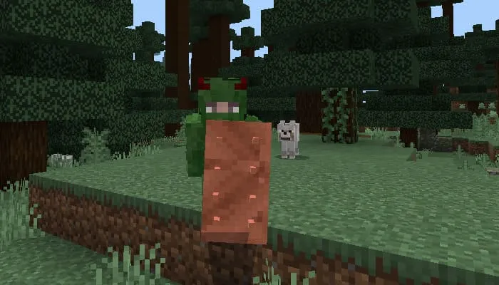 View of the copper shield in Minecraft