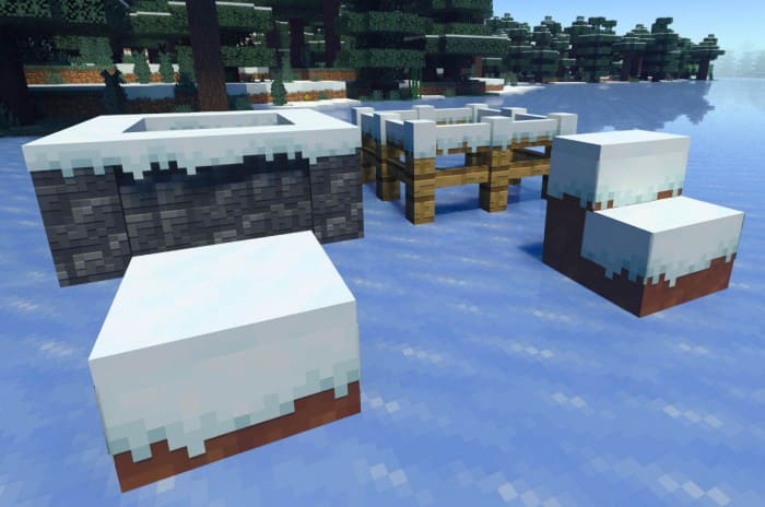 Snow covers blocks