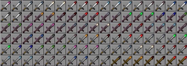 A bunch of new swords in the inventory