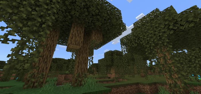 Большие болотные деревья в Майнкрафт