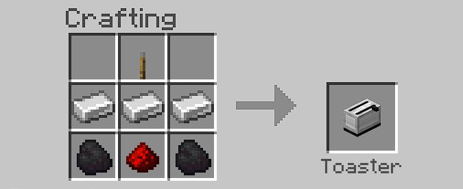 Crafting a toaster in Minecraft