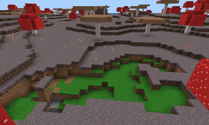 Grass blocks on mushroom island