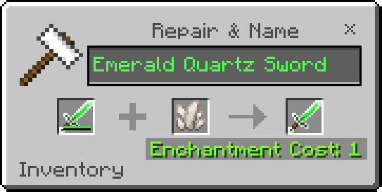Emerald Quartz sword recipe