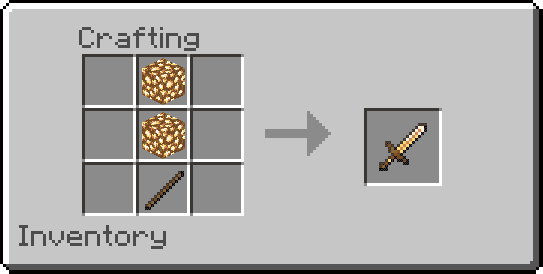 Crafting a sword from glowstone
