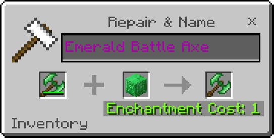 Emerald Battle Axe recipe