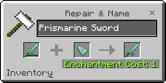 Prismarine sword recipe