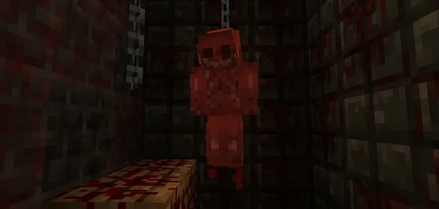 Hanging body in Minecraft