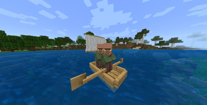 View of a sailboat in Minecraft