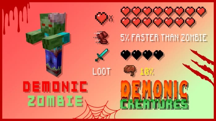 Demonic zombie in Minecraft