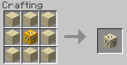 Crafting a sand lucky block