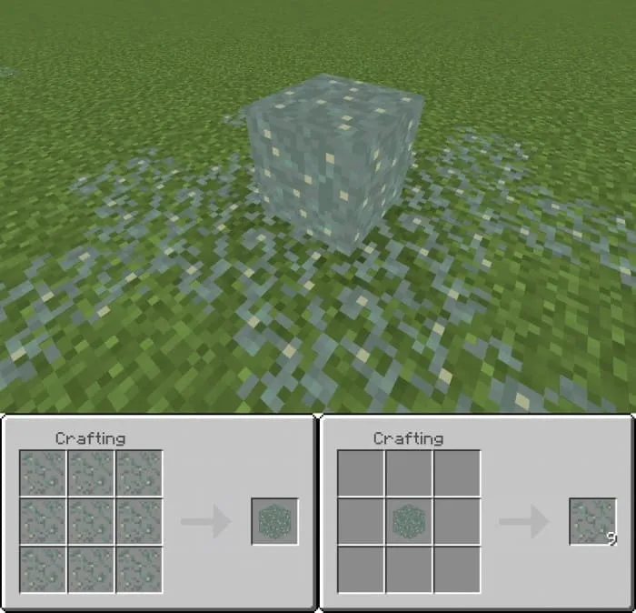 Crafting a block of glowing lichen