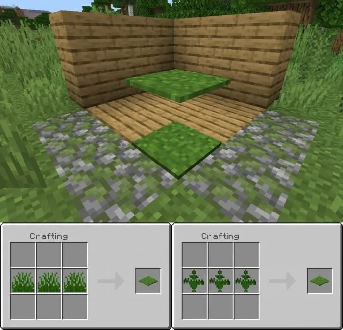 Crafting a grass carpet block