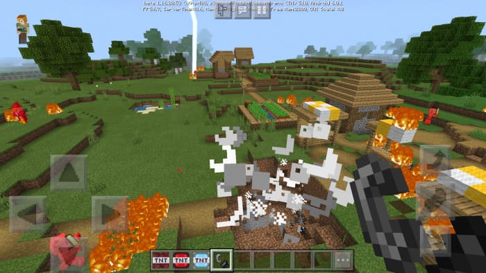 TNT block explosion in Minecraft