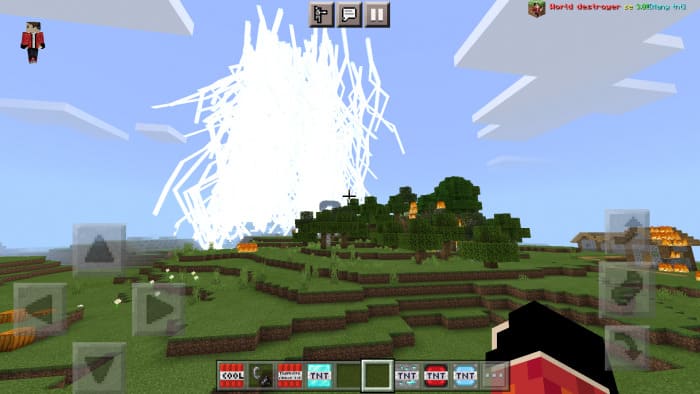 A bunch of lightning bolts in Minecraft