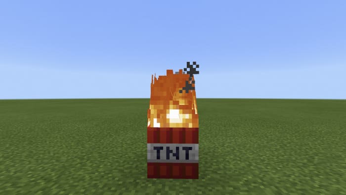 TNT block and fire in Minecraft