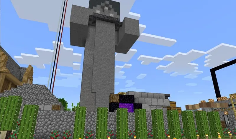 Stone statue of Steve with a sword