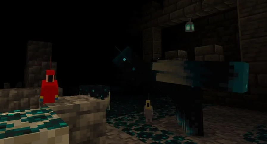 Red parrot and Warden