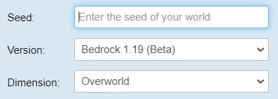 Seed and version input fields