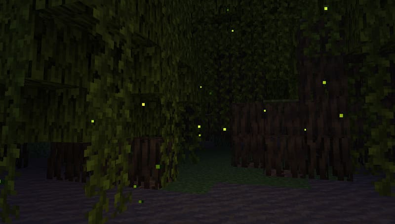 Glow of fireflies in Minecraft