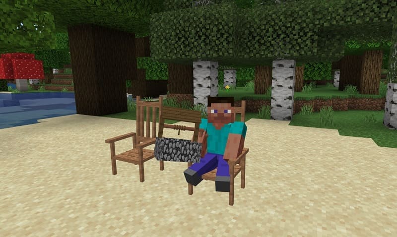 Player is sitting on a wooden chair