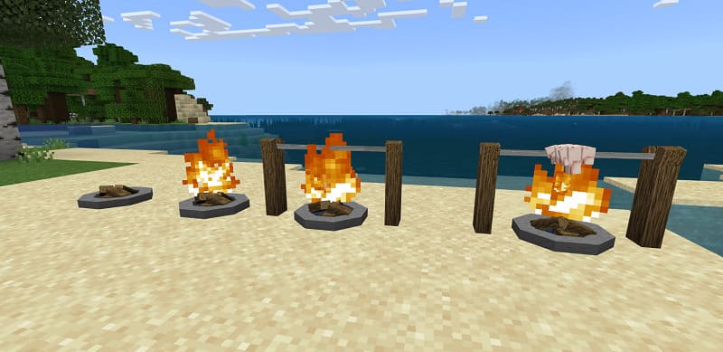 Bonfires in Minecraft from mod