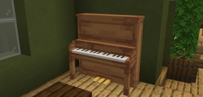View of a piano in Minecraft
