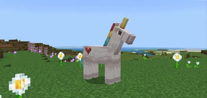 A horse in the form of a unicorn