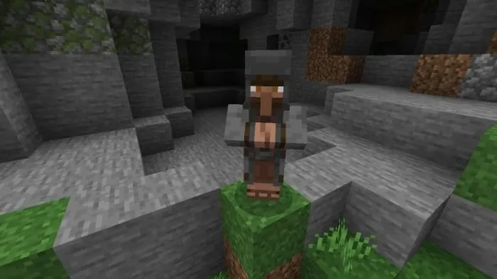 Wandering collector near the cave