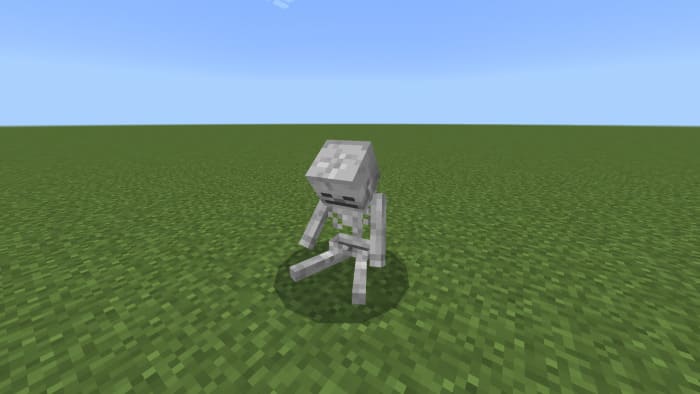 A sitting skeleton of a player