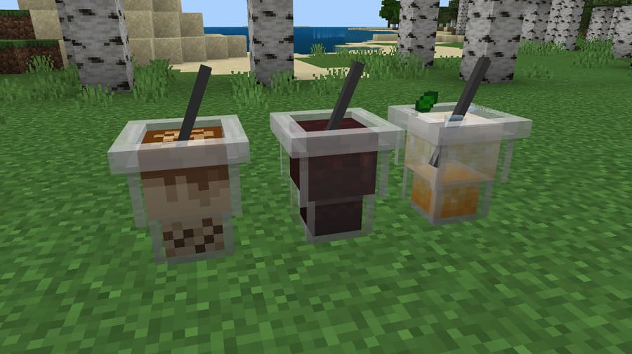 Three drinks in Minecraft