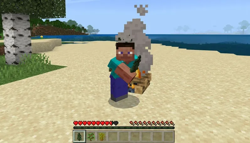 The player eats a seedling