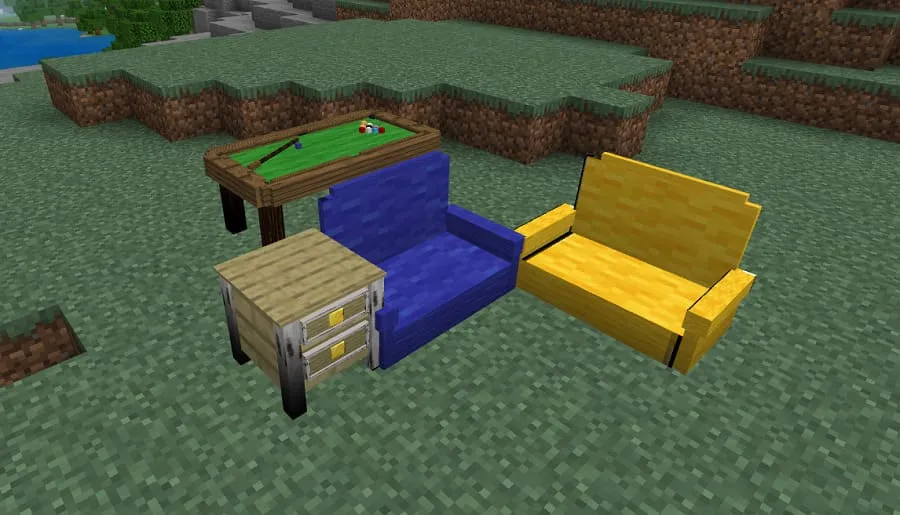 Sofa and billiard table