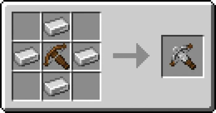 Crafting a crossbow made of iron