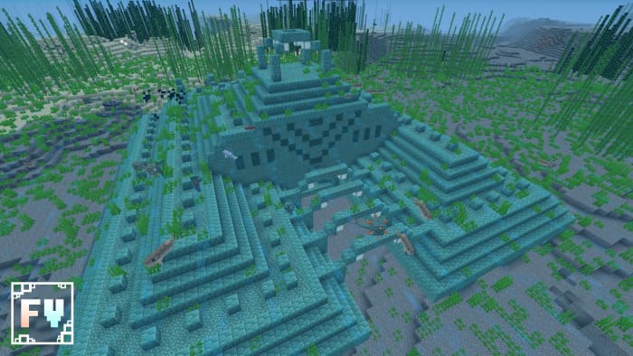 View of an underwater fortress with a pack