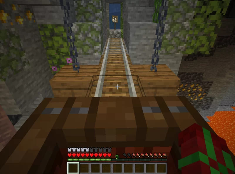 Player rides a Minecart