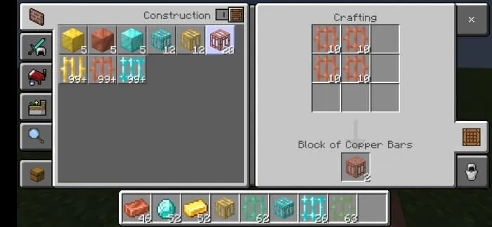 Crafting blocks