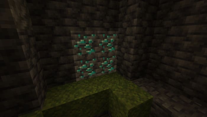 The glow of diamond ore