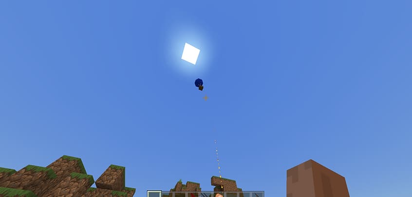 A box with supplies is flying