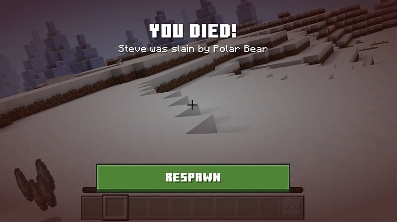 Updated death screen in Minecraft 1.19.80.20