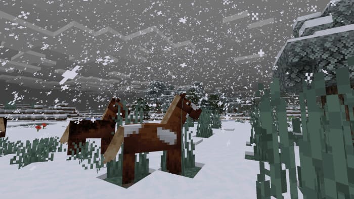 Лошадь со снегопадом