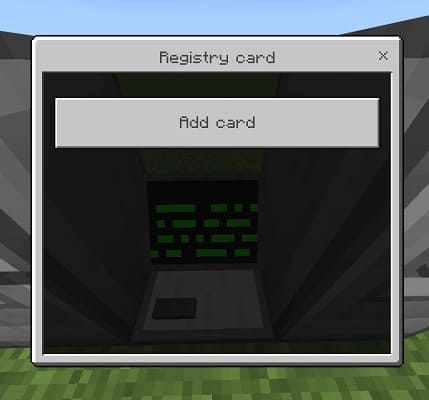 Card registration menu
