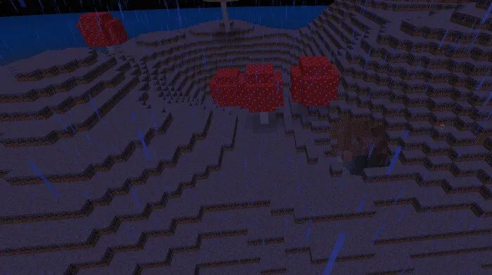 Mushroom island and rain