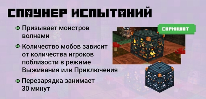 Спаунер испытаний в Minecraft 1.20.60.20