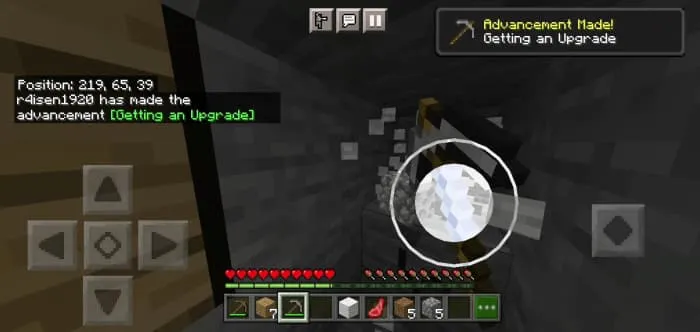 Achievement for getting a pickaxe