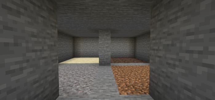Mine with earth and gravel