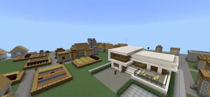 A modern house in the middle of the village